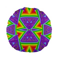 Trippy Rainbow Triangles 15  Premium Round Cushion 