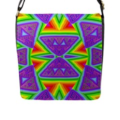 Trippy Rainbow Triangles Flap Closure Messenger Bag (large) by SaraThePixelPixie