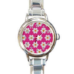 Daisies Round Italian Charm Watch