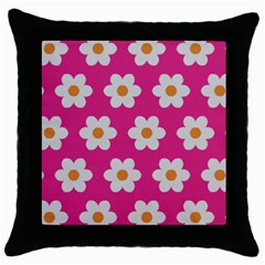 Daisies Black Throw Pillow Case