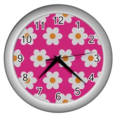 Daisies Wall Clock (silver) by SkylineDesigns