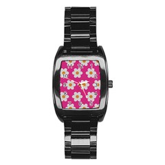 Daisies Stainless Steel Barrel Watch