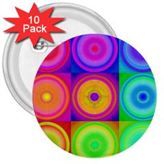 Retro Circles 3  Button (10 Pack)