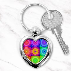 Retro Circles Key Chain (heart) by SaraThePixelPixie