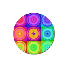 Retro Circles Magnet 3  (round) by SaraThePixelPixie