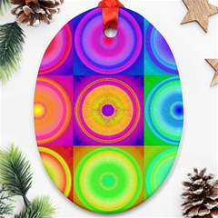 Retro Circles Oval Ornament (two Sides) by SaraThePixelPixie