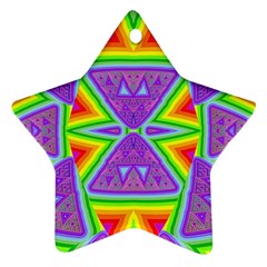 Trippy Rainbow Triangles Star Ornament