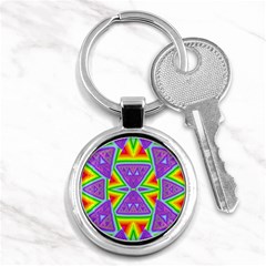 Trippy Rainbow Triangles Key Chain (round)