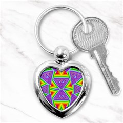 Trippy Rainbow Triangles Key Chain (heart)