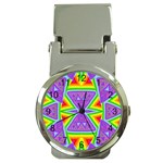 Trippy Rainbow Triangles Money Clip with Watch Front