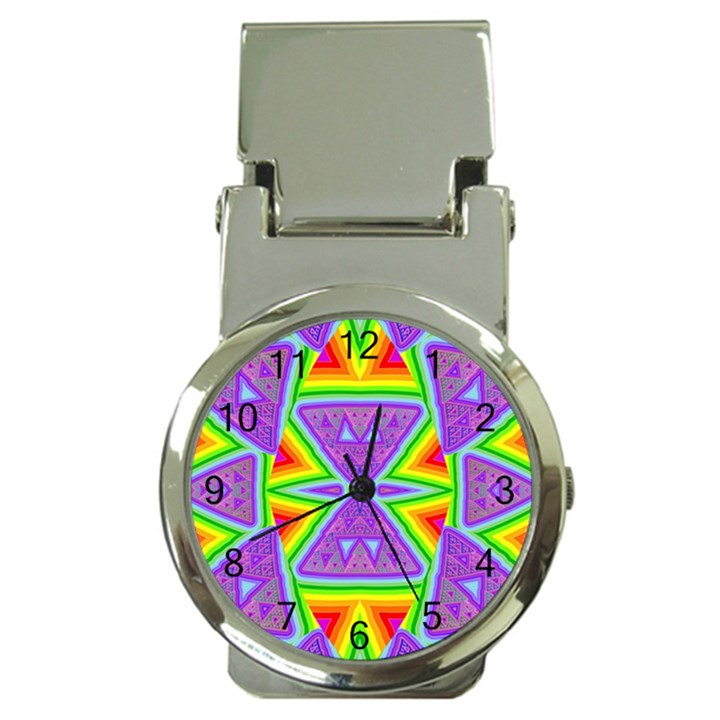 Trippy Rainbow Triangles Money Clip with Watch