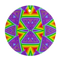 Trippy Rainbow Triangles Round Ornament (two Sides)