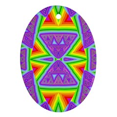 Trippy Rainbow Triangles Oval Ornament (two Sides) by SaraThePixelPixie