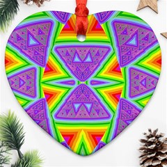 Trippy Rainbow Triangles Heart Ornament (two Sides)