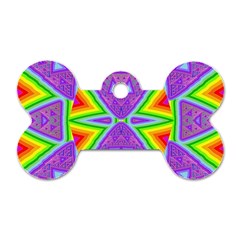 Trippy Rainbow Triangles Dog Tag Bone (one Sided)