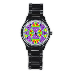 Trippy Rainbow Triangles Sport Metal Watch (black)