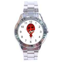 Evil Face Vector Illustration Stainless Steel Watch