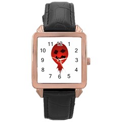 Evil Face Vector Illustration Rose Gold Leather Watch  by dflcprints