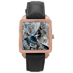 Feeling Blue Rose Gold Leather Watch  by FunWithFibro