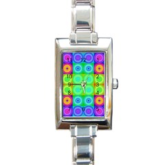 Rainbow Circles Rectangular Italian Charm Watch