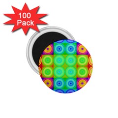 Rainbow Circles 1 75  Button Magnet (100 Pack)