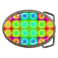 Rainbow Circles Belt Buckle (oval)