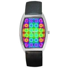 Rainbow Circles Tonneau Leather Watch by SaraThePixelPixie