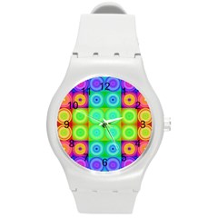 Rainbow Circles Plastic Sport Watch (medium) by SaraThePixelPixie