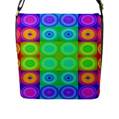 Rainbow Circles Flap Closure Messenger Bag (large)