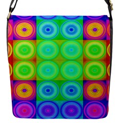 Rainbow Circles Flap Closure Messenger Bag (small) by SaraThePixelPixie