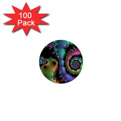 Satin Rainbow, Spiral Curves Through The Cosmos 1  Mini Button (100 Pack)