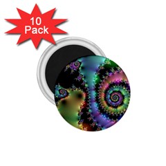 Satin Rainbow, Spiral Curves Through The Cosmos 1 75  Button Magnet (10 Pack) by DianeClancy