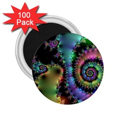 Satin Rainbow, Spiral Curves Through The Cosmos 2 25  Button Magnet (100 Pack) by DianeClancy