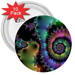 Satin Rainbow, Spiral Curves Through The Cosmos 3  Button (10 Pack) by DianeClancy