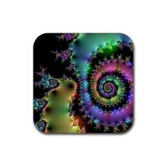 Satin Rainbow, Spiral Curves Through The Cosmos Drink Coaster (square) by DianeClancy