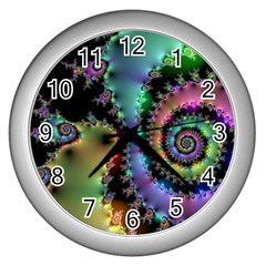 Satin Rainbow, Spiral Curves Through The Cosmos Wall Clock (silver)