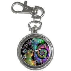 Satin Rainbow, Spiral Curves Through The Cosmos Key Chain Watch by DianeClancy