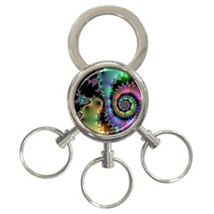 Satin Rainbow, Spiral Curves Through The Cosmos 3-ring Key Chain by DianeClancy