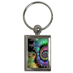 Satin Rainbow, Spiral Curves Through The Cosmos Key Chain (rectangle) by DianeClancy