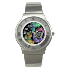 Satin Rainbow, Spiral Curves Through The Cosmos Stainless Steel Watch (slim) by DianeClancy