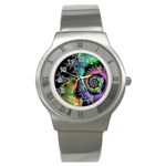 Satin Rainbow, Spiral Curves Through the Cosmos Stainless Steel Watch (Slim) Front