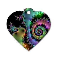 Satin Rainbow, Spiral Curves Through The Cosmos Dog Tag Heart (two Sided) by DianeClancy