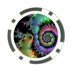 Satin Rainbow, Spiral Curves Through The Cosmos Poker Chip by DianeClancy