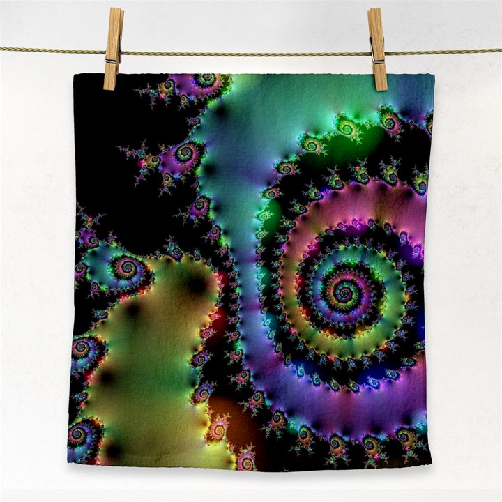 Satin Rainbow, Spiral Curves Through the Cosmos Face Towel