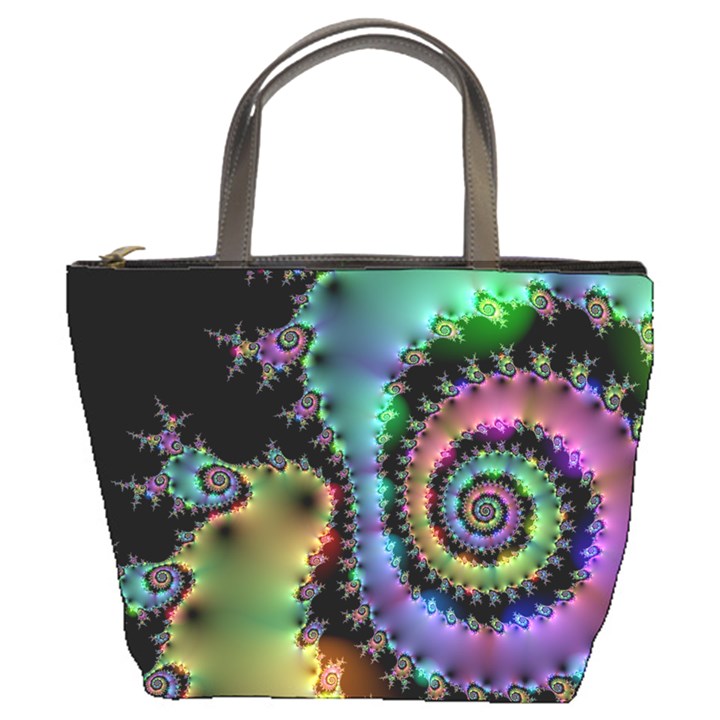 Satin Rainbow, Spiral Curves Through the Cosmos Bucket Handbag