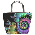 Satin Rainbow, Spiral Curves Through the Cosmos Bucket Handbag Back