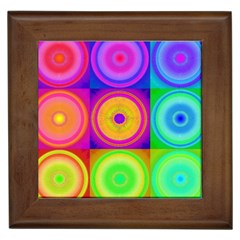 Retro Circles Framed Ceramic Tile by SaraThePixelPixie