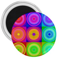 Retro Circles 3  Button Magnet