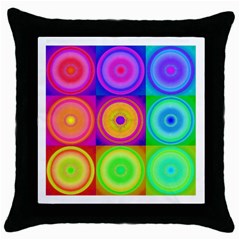 Retro Circles Black Throw Pillow Case