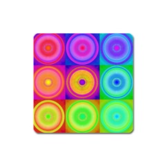 Retro Circles Magnet (square) by SaraThePixelPixie